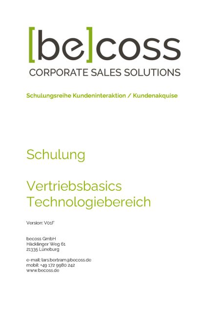 Vertriebsbasics Technologiebereich