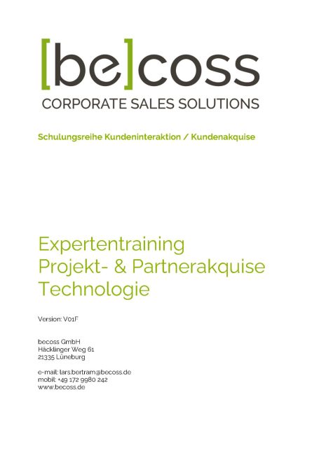 Expertentraining Projekt- & Partnerakquise