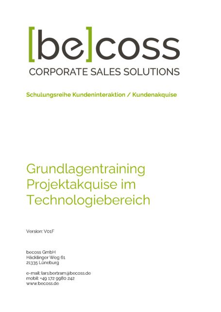 Grundlagentraining Projektakquise