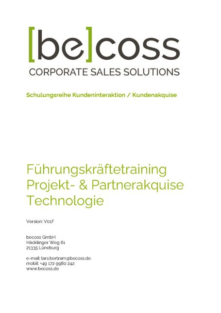 Führungskräftetraining Projekt- & Partnerakquise